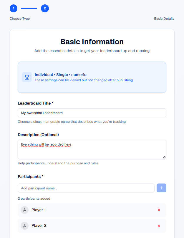 Add participants interface